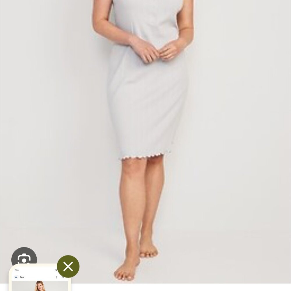 TWO Maternity Sleeveless Pointelle-Knit Nursing Nightgown